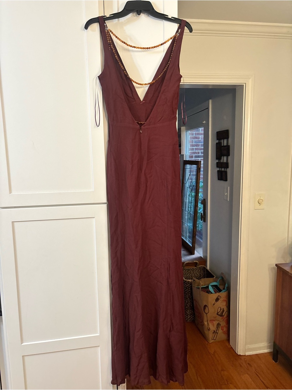 new Reformation Hugo Camille Row collection gown in Mahogany brown viscose - Picture 6 of 11